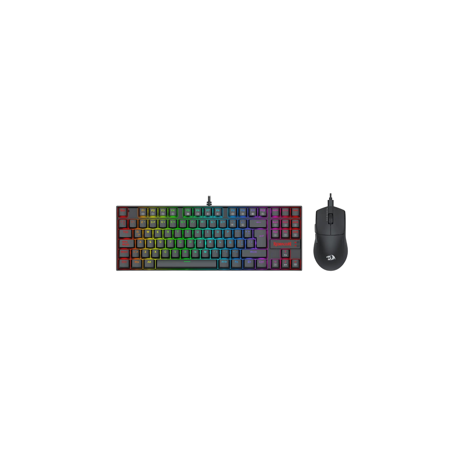 Redragon Combo 2 En 1 S145 Teclado Kumara K552 Rgb Español + Mouse King M724 1khz Cableado Negro